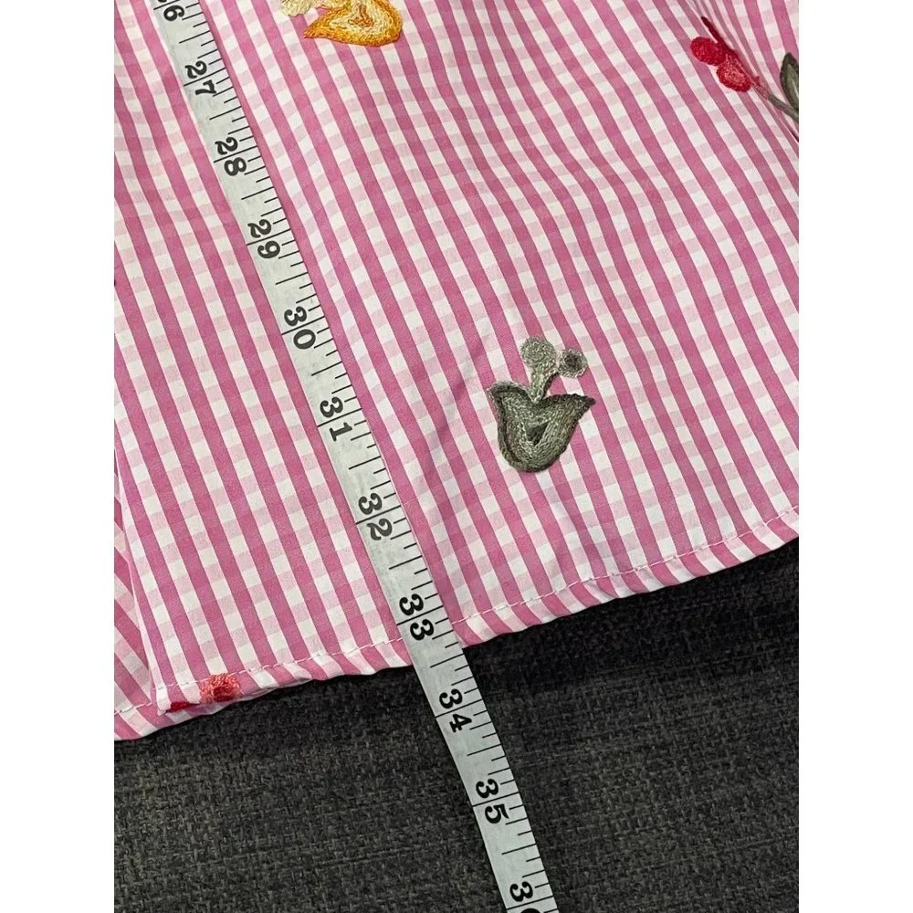 Vintage Y2K Rare Editions Pink White Gingham Fit and Flare Embroidered Dress - Picture 11 of 11